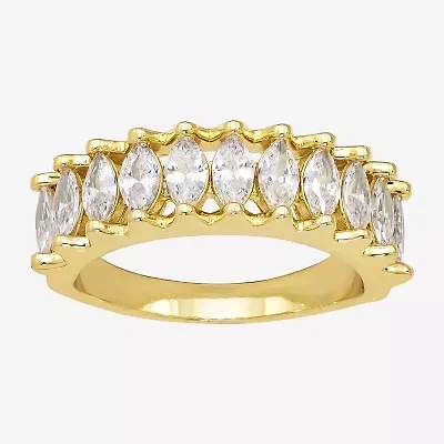 Sparkle Allure Womens 2.5MM Cubic Zirconia 14K Gold Over Brass Band