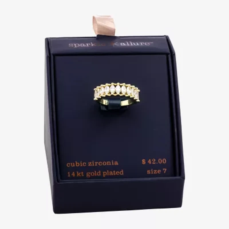 Sparkle Allure Womens 2.5MM Cubic Zirconia 14K Gold Over Brass Band