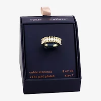 Sparkle Allure Womens 2.5MM Cubic Zirconia 14K Gold Over Brass Band