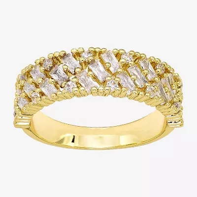 Sparkle Allure Womens 3MM Cubic Zirconia 14K Gold Over Brass Band