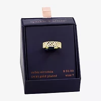 Sparkle Allure Womens 3MM Cubic Zirconia 14K Gold Over Brass Band