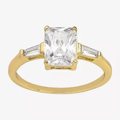 Sparkle Allure Womens Cubic Zirconia 14K Gold Over Brass Rectangular Engagement Ring