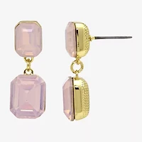 Sparkle Allure Womens Pink Crystal 14K Gold Over Brass Drop Earrings
