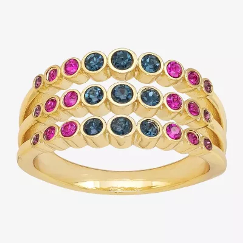 Sparkle Allure Womens 3MM Multi Color Crystal 14K Gold Over Brass Band