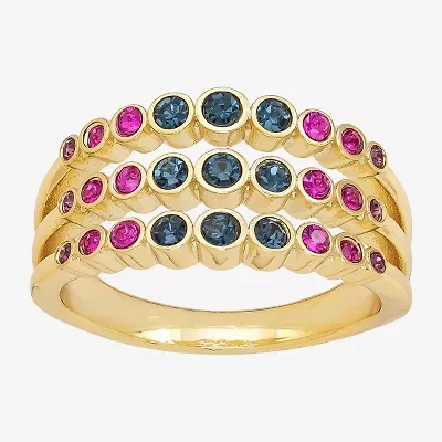 Sparkle Allure Womens 3MM Multi Color Crystal 14K Gold Over Brass Band