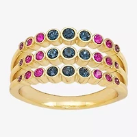 Sparkle Allure Womens 3MM Multi Color Crystal 14K Gold Over Brass Band