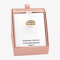 Sparkle Allure Womens 3MM Multi Color Crystal 14K Gold Over Brass Band