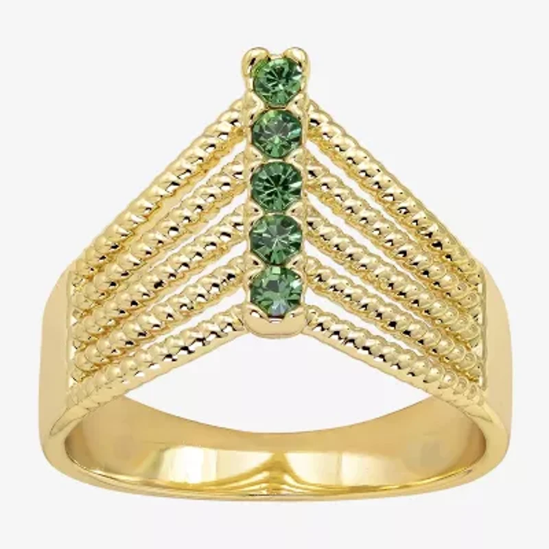 Sparkle Allure Womens 3.5MM Green Crystal 14K Gold Over Brass Band