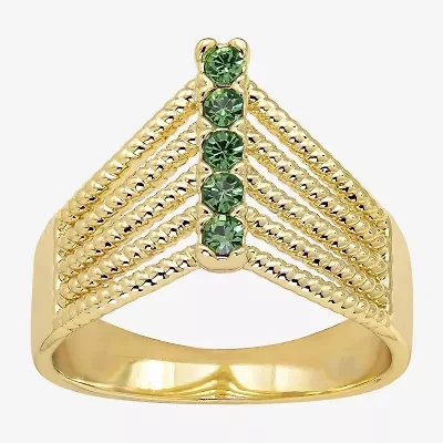 Sparkle Allure Womens 3.5MM Green Crystal 14K Gold Over Brass Band