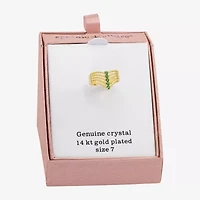 Sparkle Allure Womens 3.5MM Green Crystal 14K Gold Over Brass Band