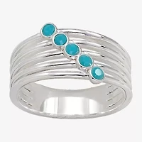 Sparkle Allure Womens 3.5MM Blue Crystal Pure Silver Over Brass Band