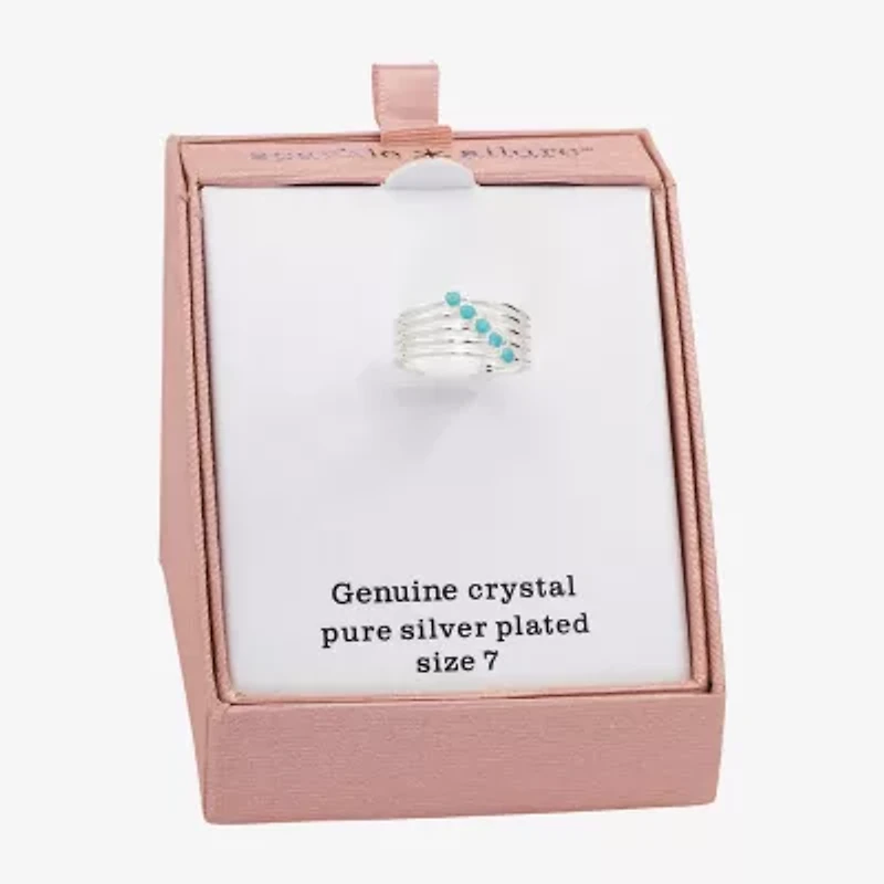 Sparkle Allure Womens 3.5MM Blue Crystal Pure Silver Over Brass Band