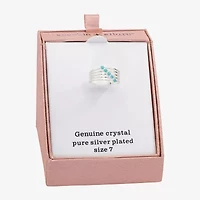 Sparkle Allure Womens 3.5MM Blue Crystal Pure Silver Over Brass Band