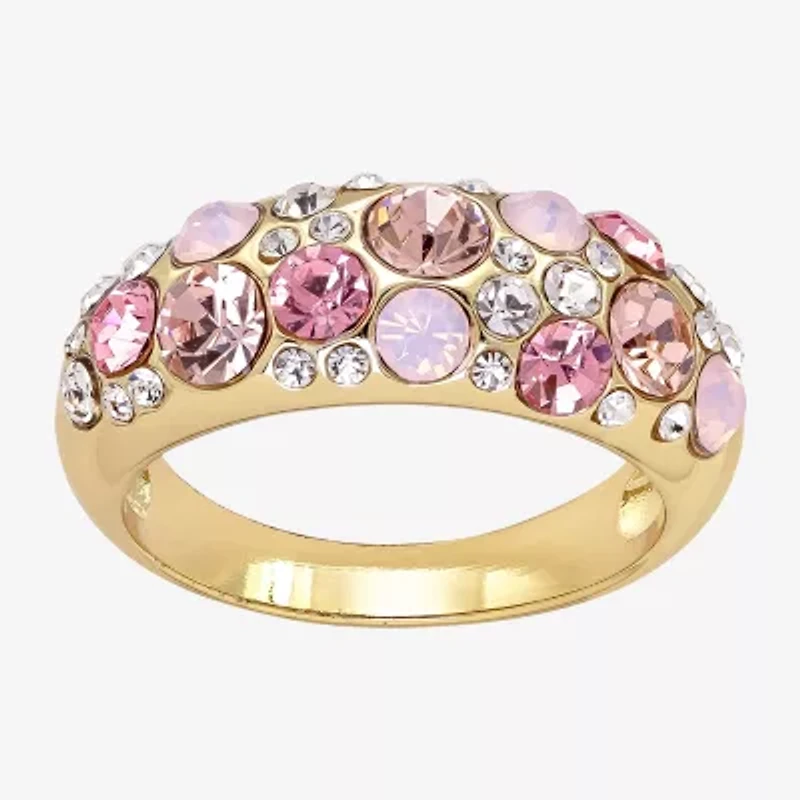 Sparkle Allure Womens 4.5MM Pink Crystal 14K Gold Over Brass Cluster Band