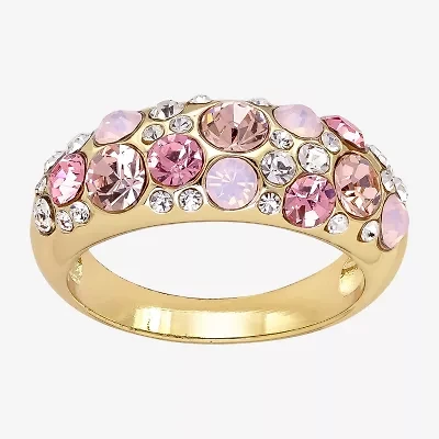 Sparkle Allure Womens 4.5MM Pink Crystal 14K Gold Over Brass Cluster Band