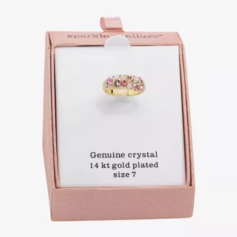Sparkle Allure Womens 4.5MM Pink Crystal 14K Gold Over Brass Cluster Band