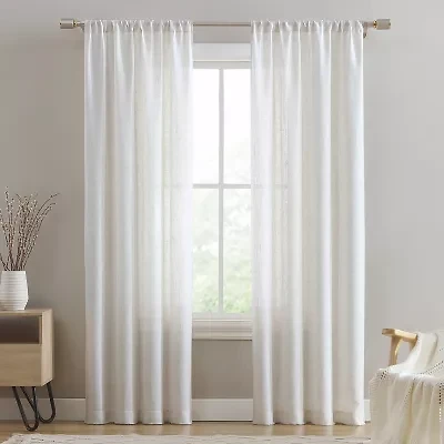 Beatrice Home Fashions Monroe Linen Blend Rod Pocket Light-Filtering Set of 2 Curtain Panel