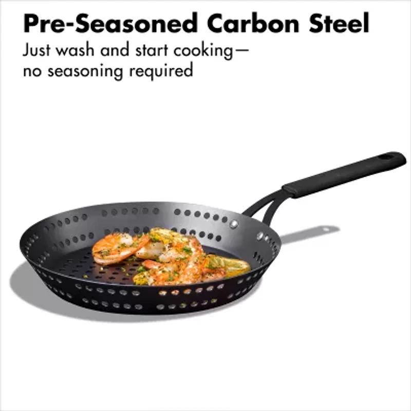 OXO Black Steel 12" BBQ Frying Pan with Silicone Sleeve