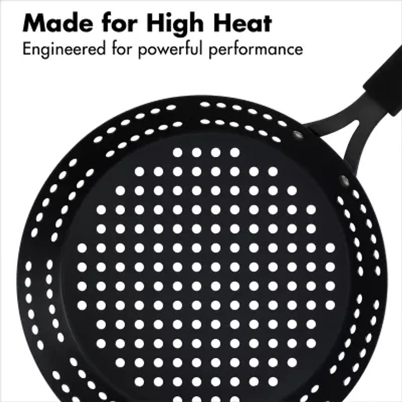 OXO Black Steel 12" BBQ Frying Pan with Silicone Sleeve