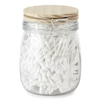 Home Expressions Glass Bamboo Spa Bathroom Canister