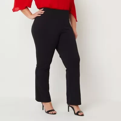 Bold Elements Womens Flare Mid Rise Plus Pull-On Pant