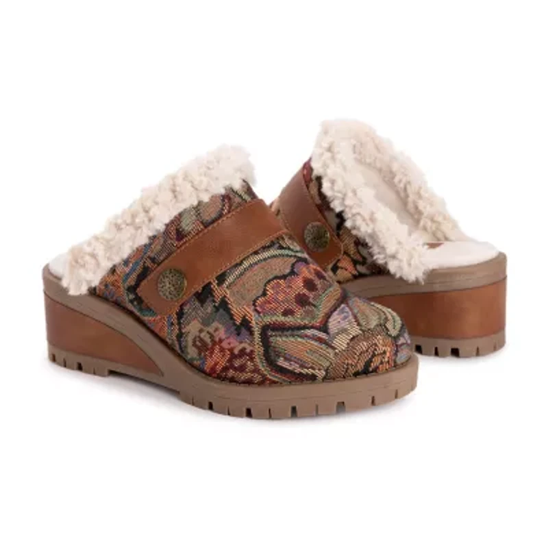 Muk Luks Womens Norway Bergen Wedge Clog Heel Dress Boots