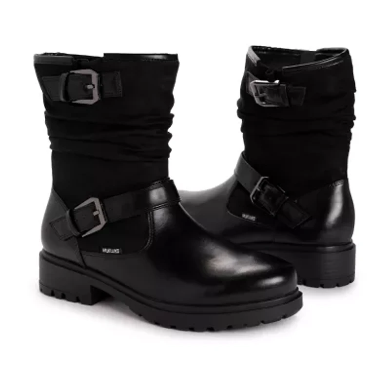 Muk Luks Womens Scarlett Sabrina Block Heel Combat Boots