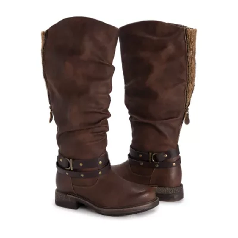 Muk Luks Womens Logger Victoria Stacked Heel Dress Boots