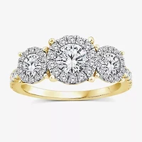 Love Lives Forever (I / I1) Womens 2 CT. T.W. Lab Grown White Diamond 10K White Gold Round 3-Stone Engagement Ring