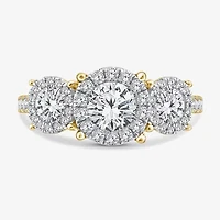 Love Lives Forever (I / I1) Womens 2 CT. T.W. Lab Grown White Diamond 10K White Gold Round 3-Stone Engagement Ring