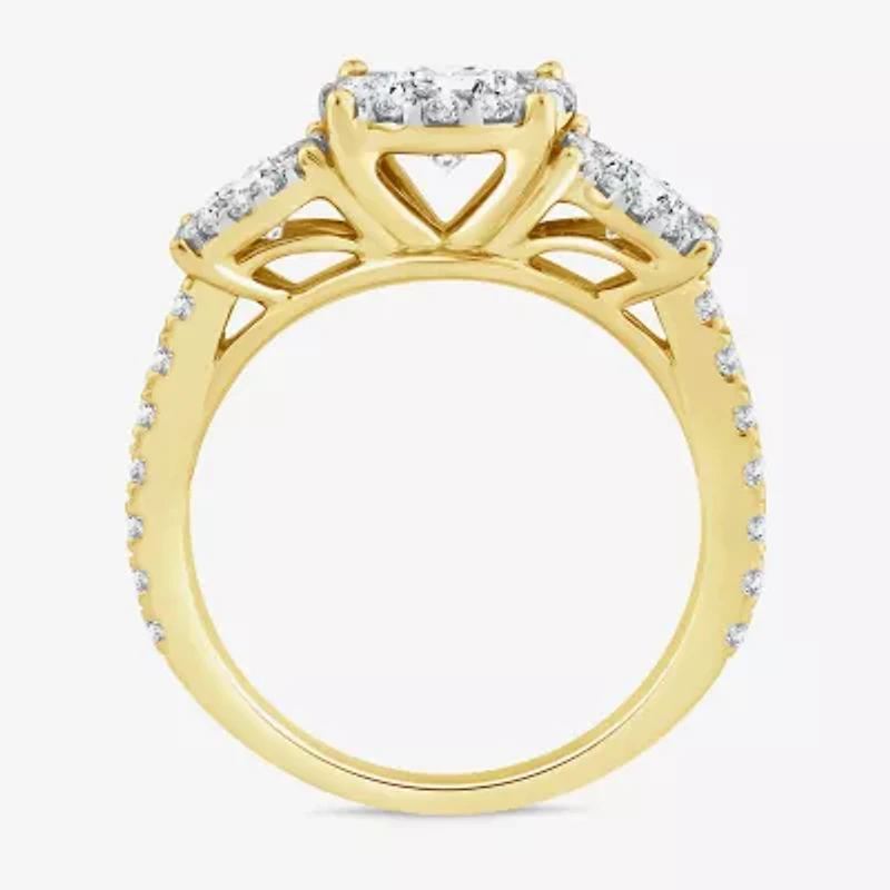 Love Lives Forever (I / I1) Womens 2 CT. T.W. Lab Grown White Diamond 10K White Gold Round 3-Stone Engagement Ring