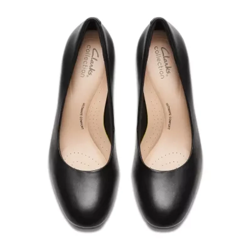 Clarks Ambyr Womens Closed Toe Flared Heel Pumps