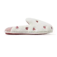 Dearfoams Teddy Heart Scuff Womens Memory Foam Slip-On Slippers