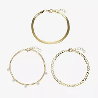 Womens 3-pc. Cubic Zirconia 14K Gold Over Brass Bracelet Set