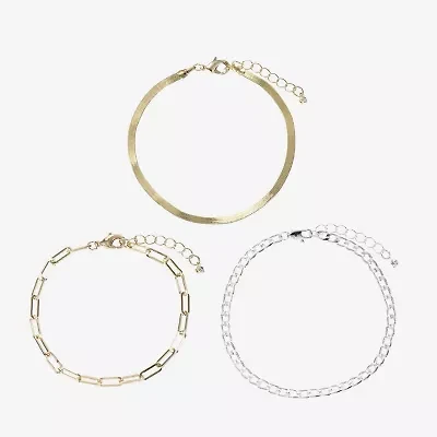 Womens 3-pc. 14K Gold Over Brass Pure Silver Over Brass Bracelet Set