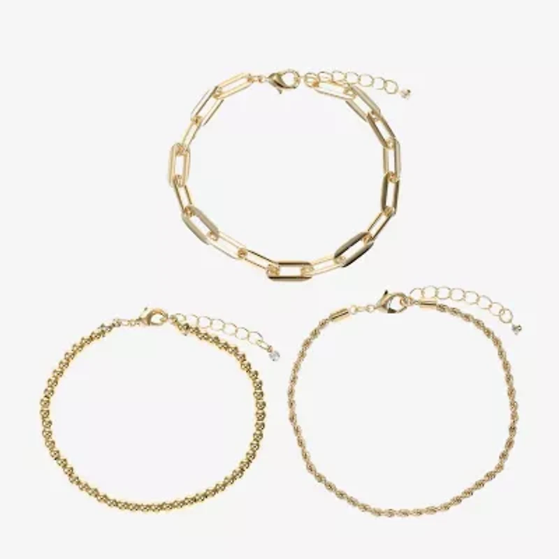 Womens 3-pc. 14K Gold Over Brass Bracelet Set
