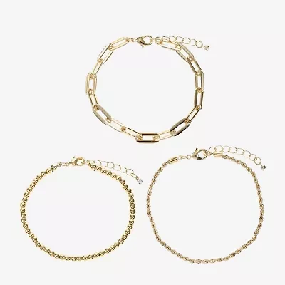 Womens 3-pc. 14K Gold Over Brass Bracelet Set