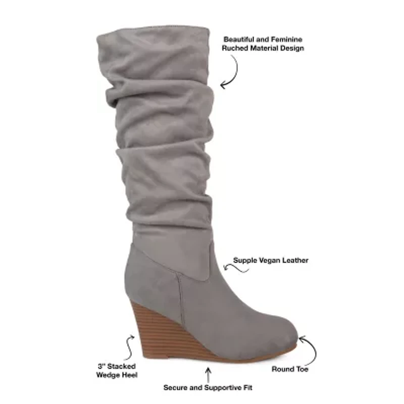 Journee Collection Womens Haze Wedge Heel Riding Boots
