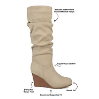 Journee Collection Womens Haze Wedge Heel Slouch Boots
