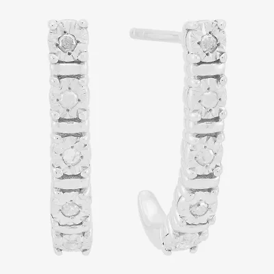 Limited Quantities! Womens 1/8 CT. T.W. Natural White Diamond Sterling Silver 20.5mm Hoop Earrings