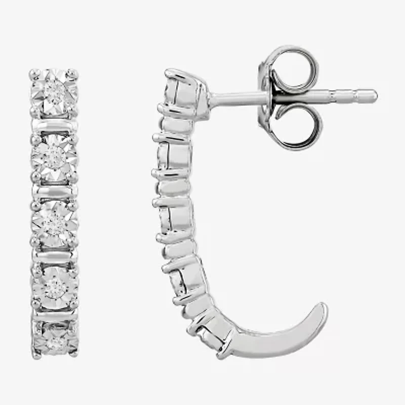 Limited Quantities! Womens 1/8 CT. T.W. Natural White Diamond Sterling Silver 20.5mm Hoop Earrings