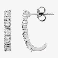 Limited Quantities! Womens 1/8 CT. T.W. Natural White Diamond Sterling Silver 20.5mm Hoop Earrings
