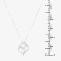 Limited Quantities! Mother And Child Womens 1/10 CT. T.W. Natural White Diamond Sterling Silver Heart 18 Inch Pendant Necklace