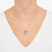 Limited Quantities! Mother And Child Womens 1/10 CT. T.W. Natural White Diamond Sterling Silver Heart 18 Inch Pendant Necklace