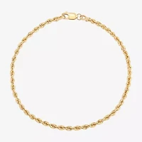 Womens 14K Gold Inch Hollow Rope Chain Bracelet
