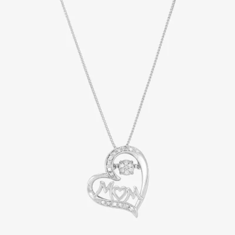 1/10 CT. T.W. Diamond Mom Heart Sterling Silver Pendant Necklace