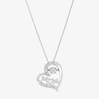 1/10 CT. T.W. Diamond Mom Heart Sterling Silver Pendant Necklace
