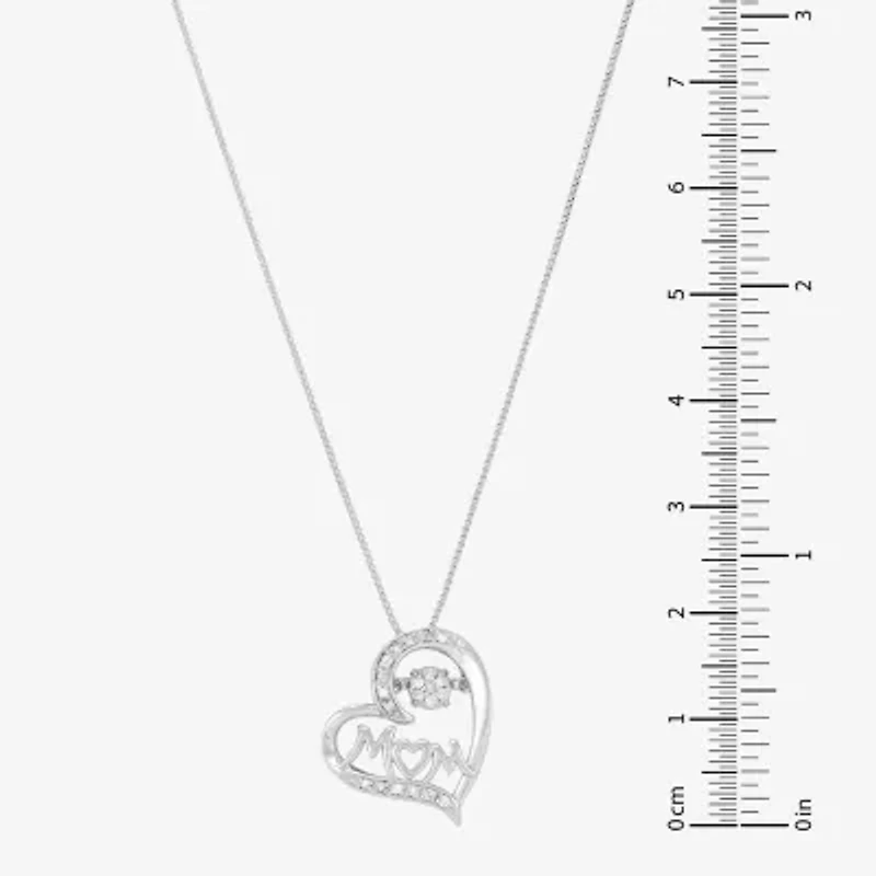 1/10 CT. T.W. Diamond Mom Heart Sterling Silver Pendant Necklace