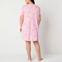 Adonna Womens Plus Short Sleeve Round Neck Nightgown