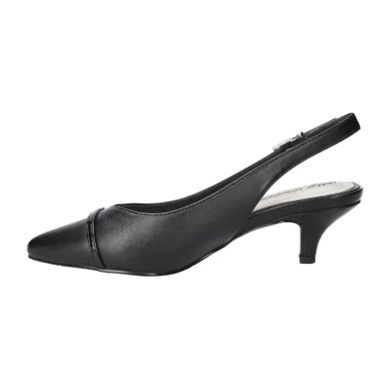 Easy Street Feena Womens Pointed Closed Toe Kitten Heel Pumps